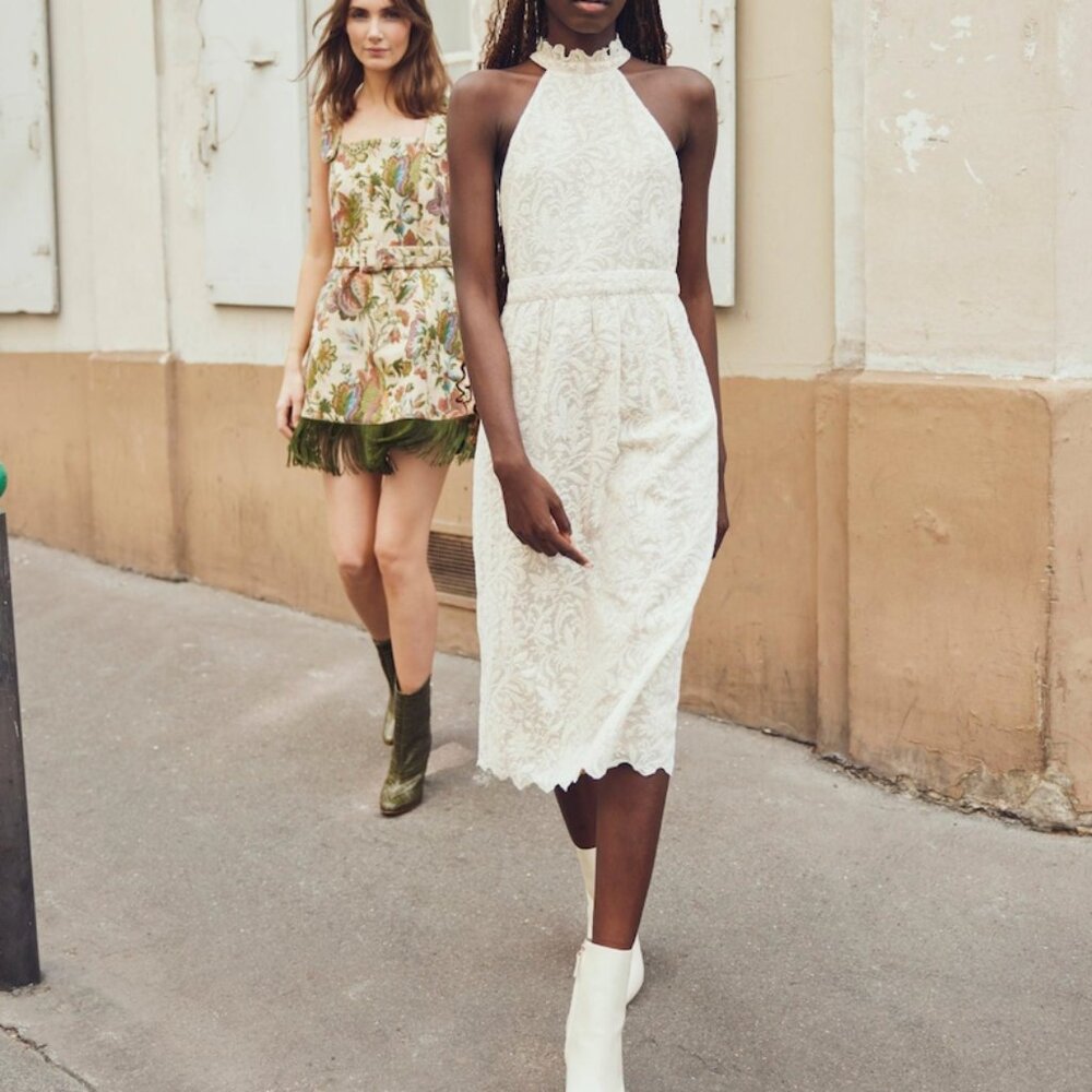 Eddy Ilona Midi Dress Ivory Crochet Lace Small - Picture 3 of 7